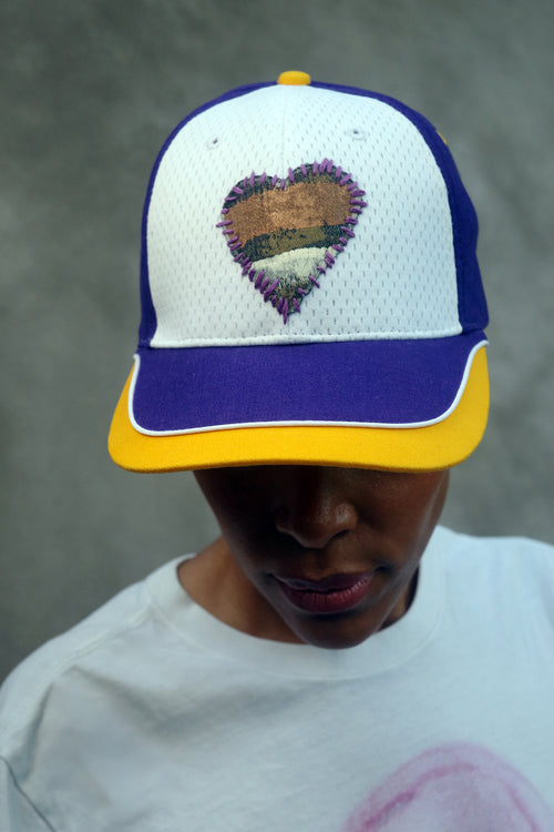 Birds Eye Blend Baseball Hat with hand painted Denim Heart