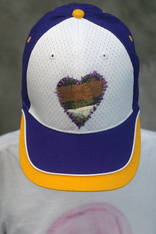 Birds Eye Blend Baseball Hat with hand painted Denim Heart