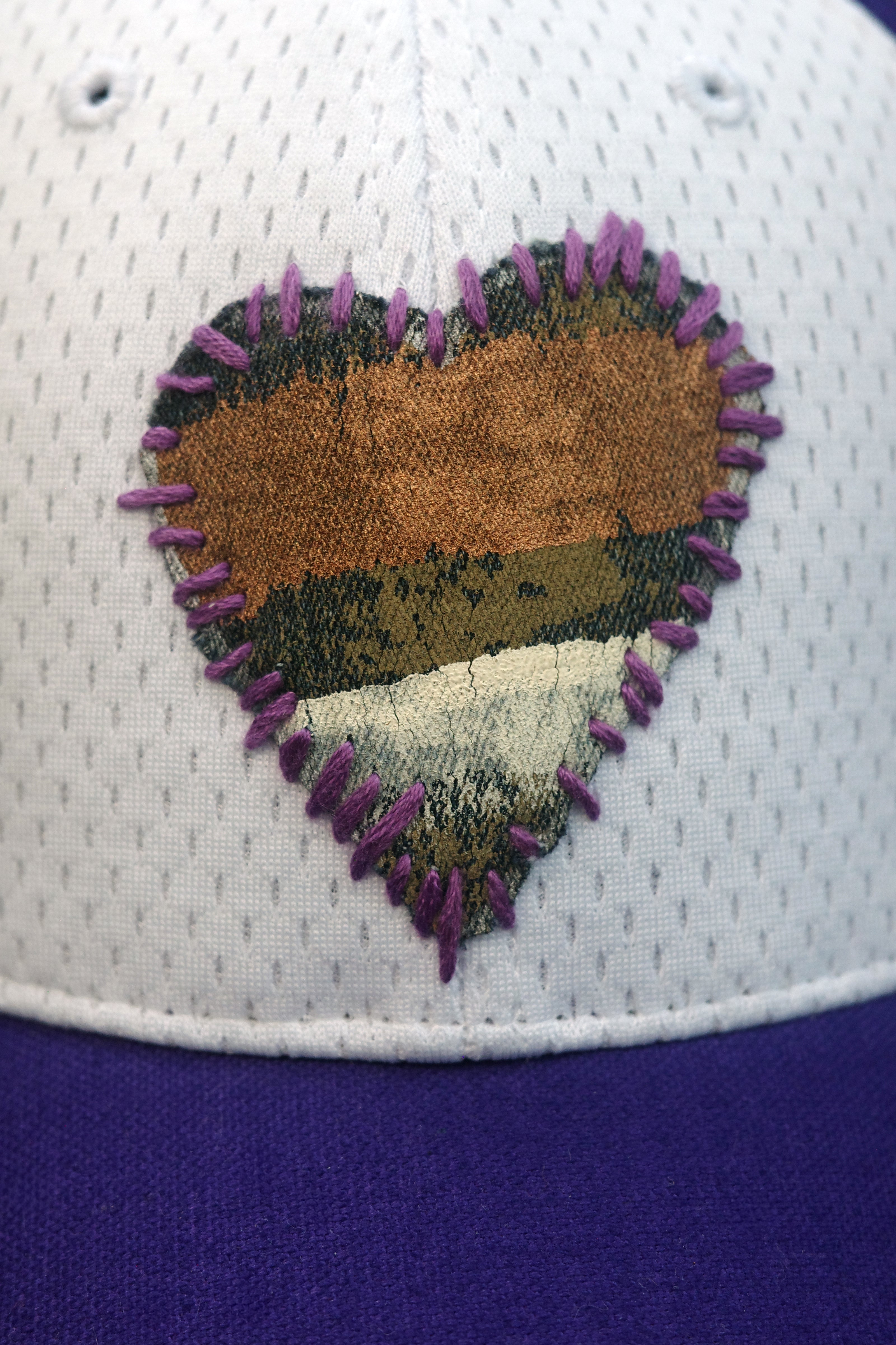 Birds Eye Blend Baseball Hat with hand painted Denim Heart
